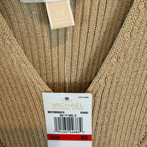 MICHAEL Michael Kors Gold / Khaki Sleeveless Knit Midi Dress - Picture 6 of 7